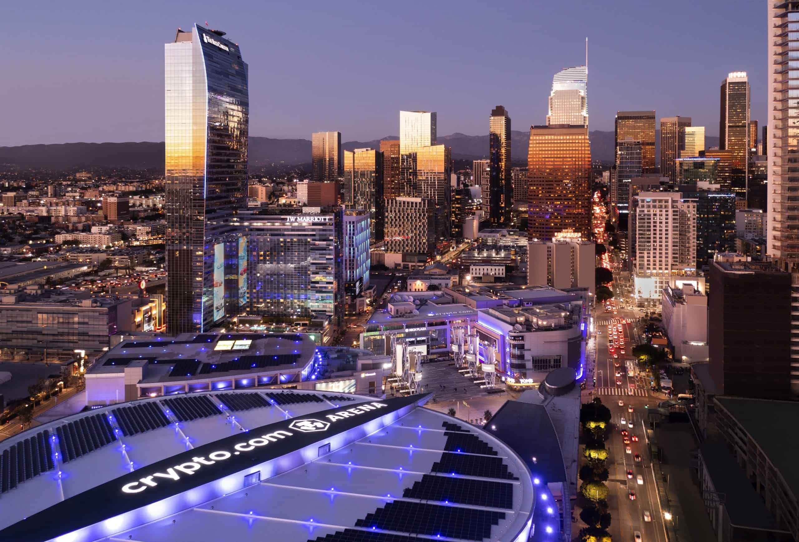 LA LIVE Aerial Sunset 