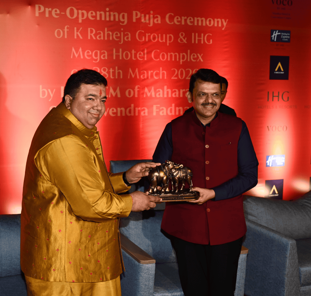 Vijayta & Nikhil K Raheja Group & IHG Hotels & Resorts: Mega Hotel Project in Mumbai — Pre-Opening Puja Ceremony Graced by Hon. CM of Maharashtra Shri Devendra Fadnavis Ji on Saturday, 28 March 2026