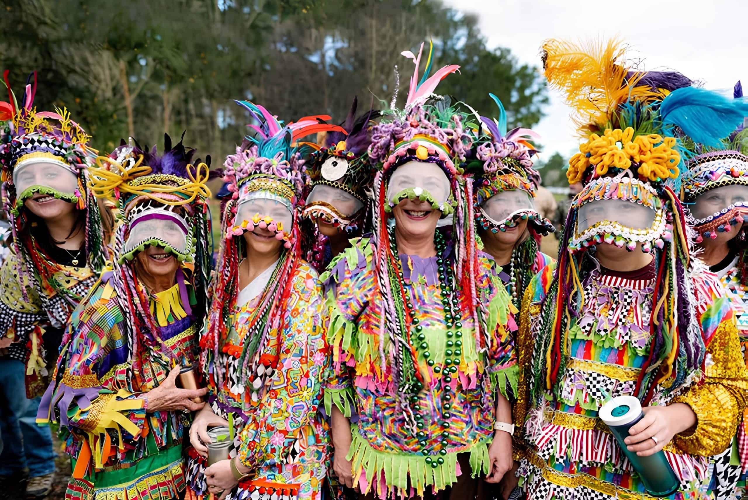 Traditional Cajun Mardi Gras costumes bring colour, humour, and old rural Louisiana customs alive