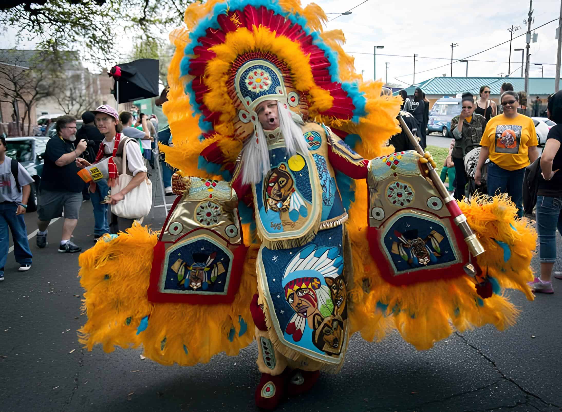 Intricate feathers, beadwork, and bold colour honour New Orleans’ powerful Mardi Gras Indian tradition