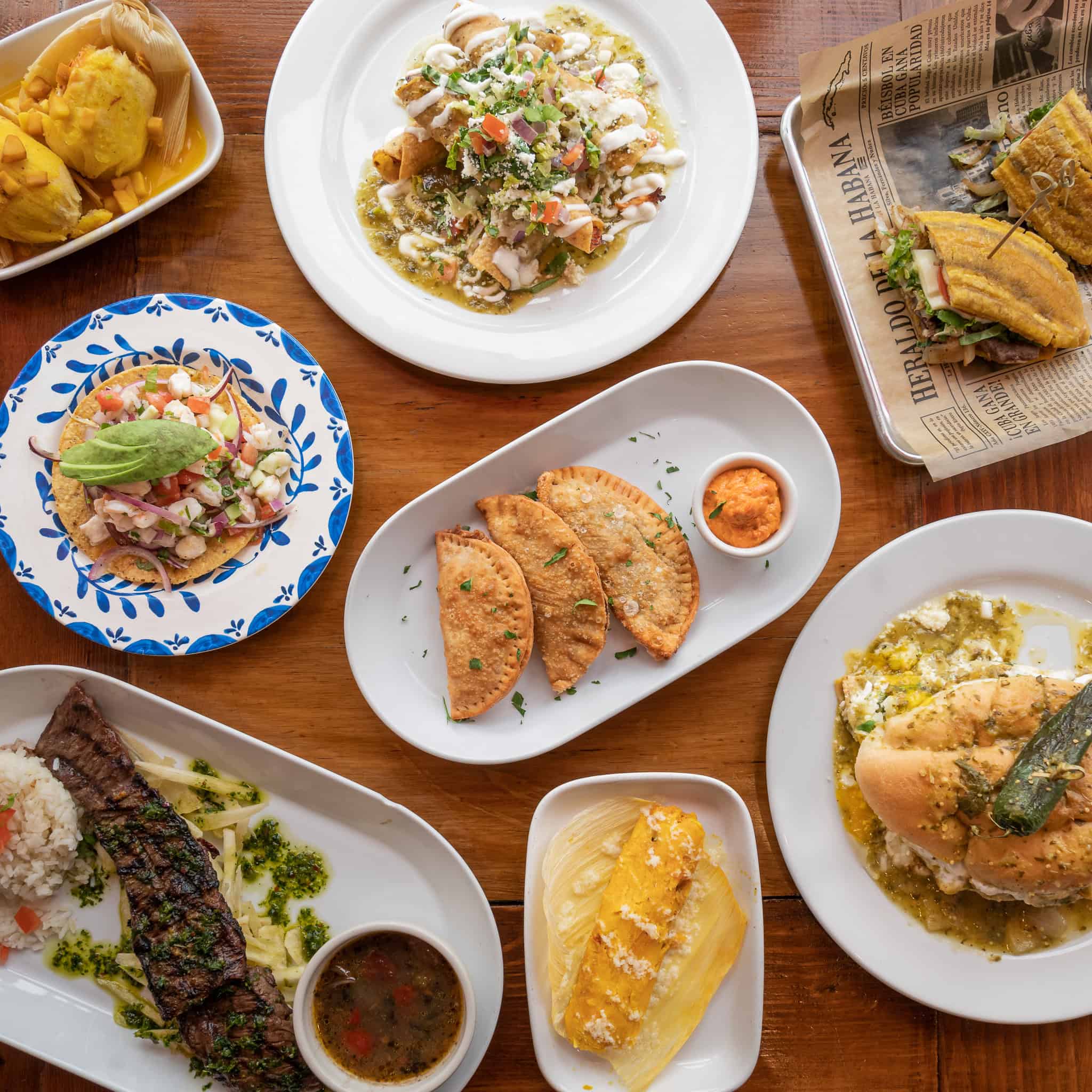 A vibrant spread of Cuban inspired dishes brings colour, comfort, and plenty of flavour to the table