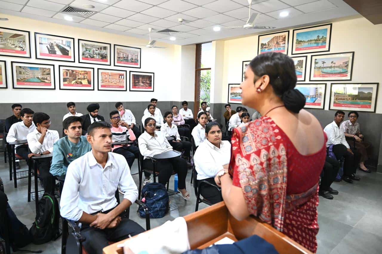 A classroom session in progress at Lalit Suri Hospitality School