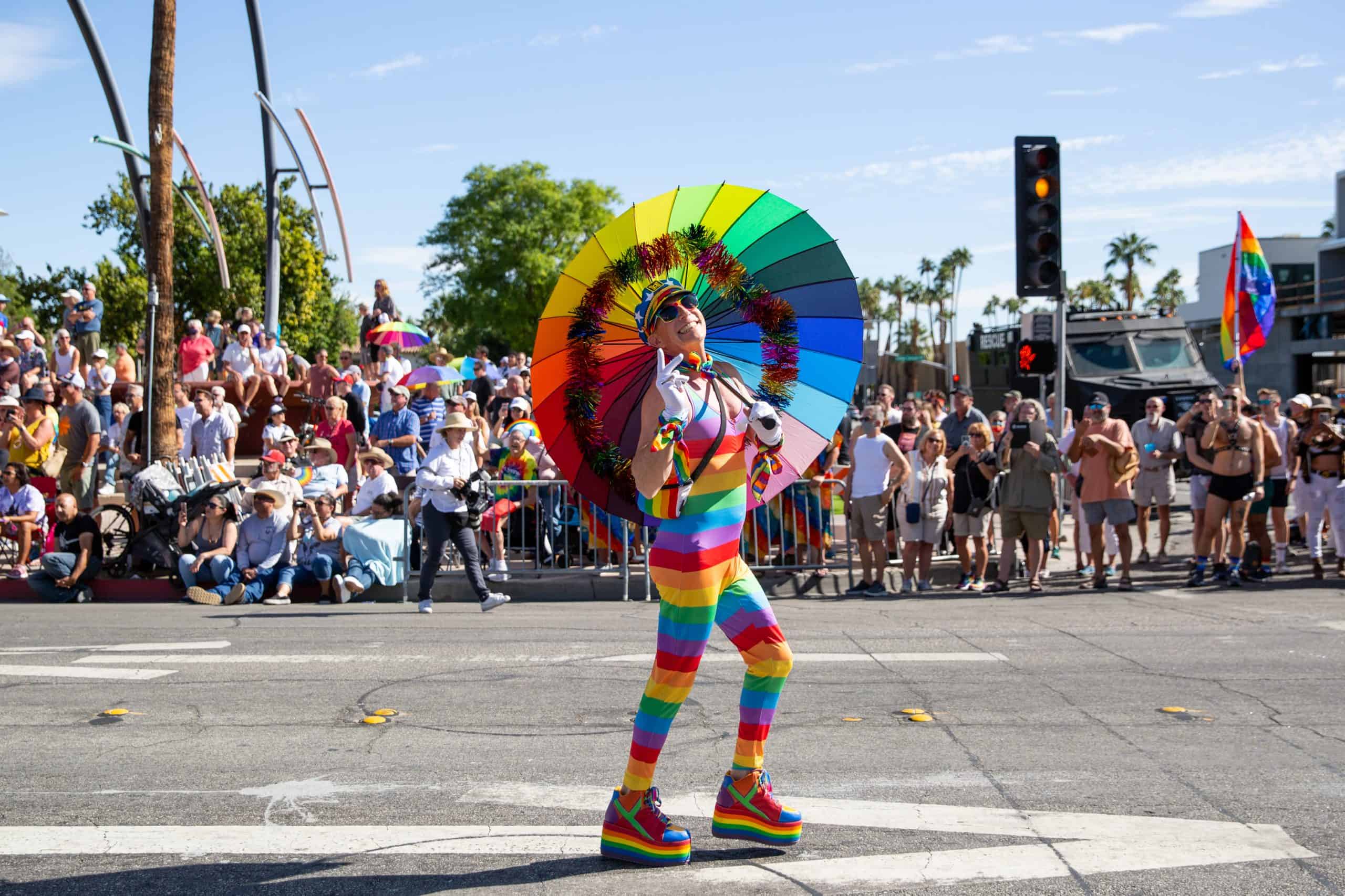 A colourful moment from Greater Palm Springs Pride, celebrating community, inclusion and desert-city spirit