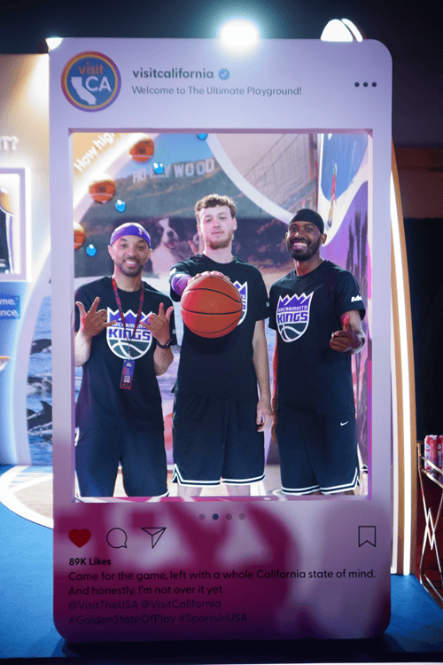 Sacramento Kings Dunkers at Visit California activation zone at NBA House