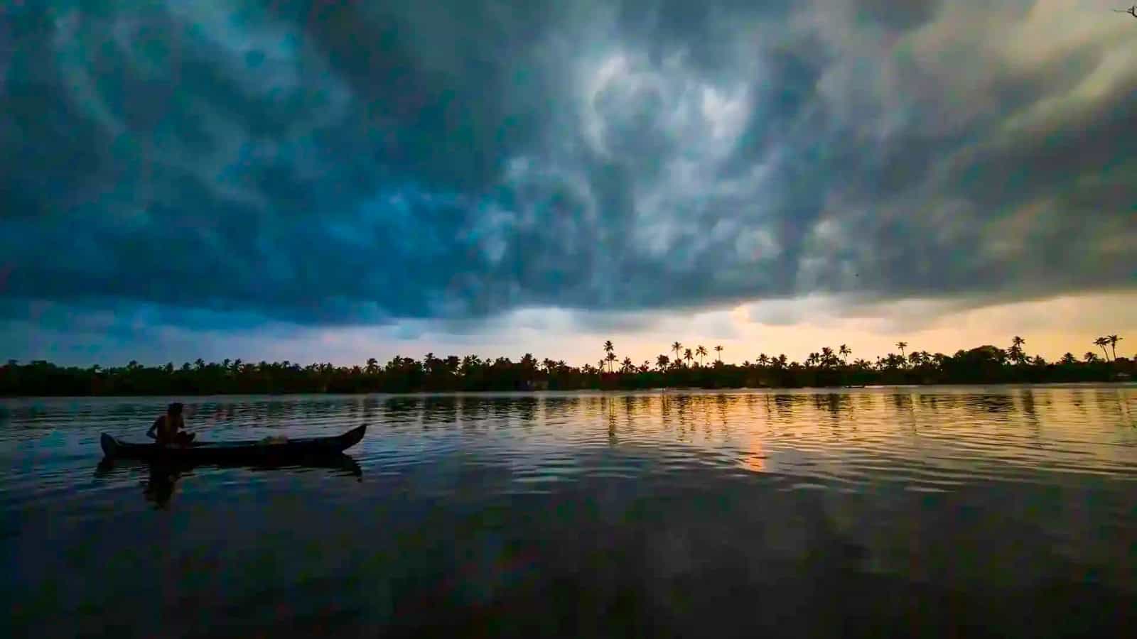Backwaters under a storm-lit monsoon sky. Courtesy Kerala Tourism
