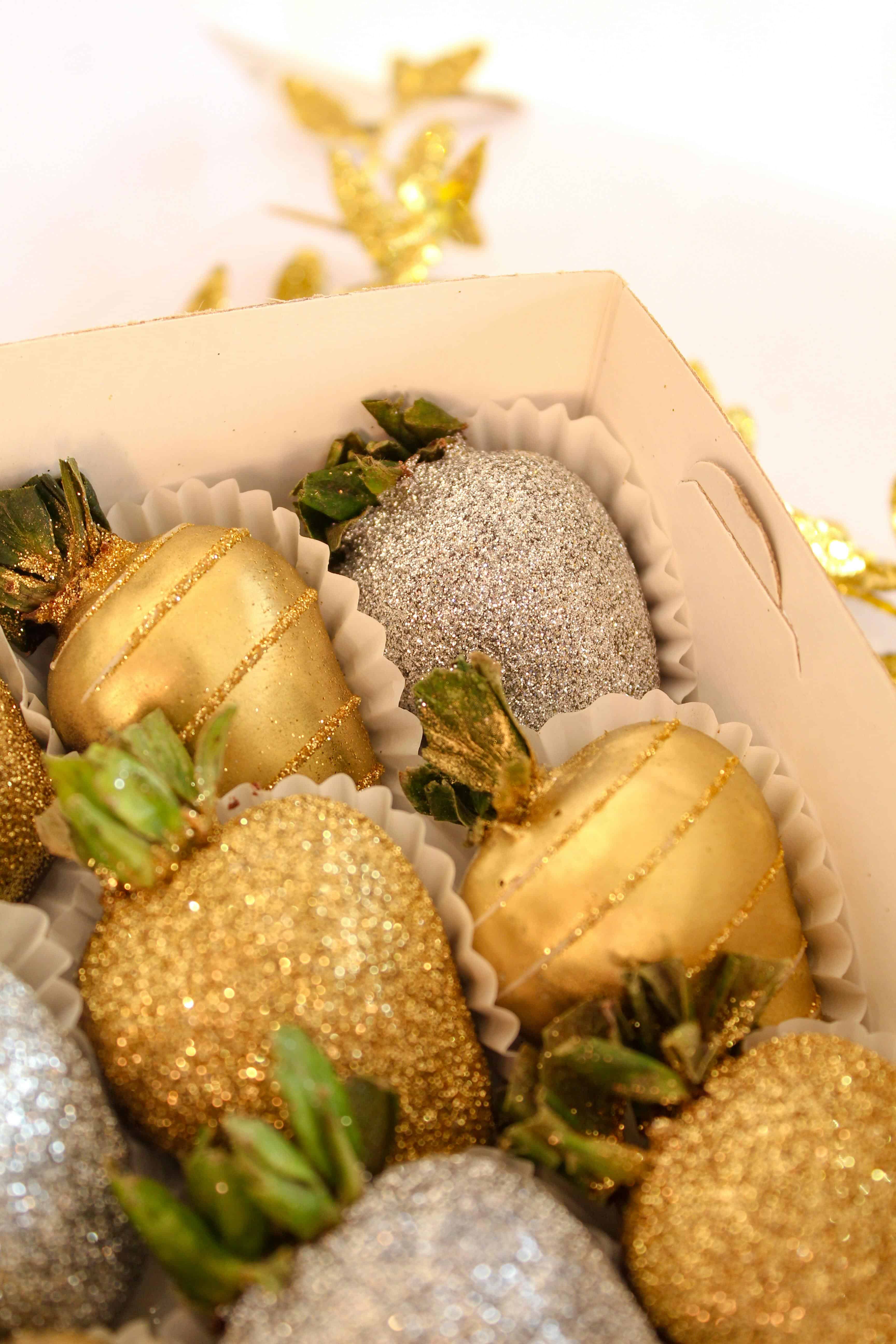 Strawberries with edible gold. Courtesy: Dana Garcia, Pexels