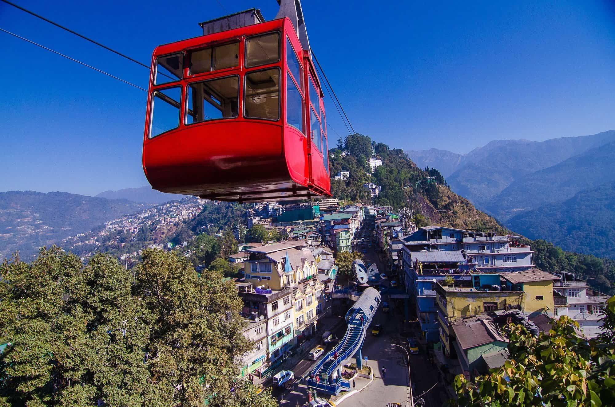The ropeway is a good way to see how Gangtok is built along the slope