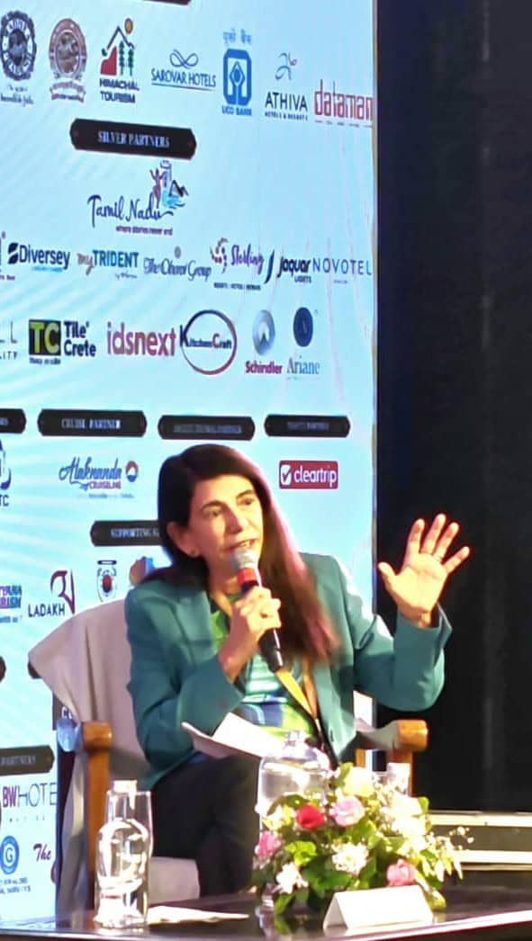 Kamal Gill, Executive Editor, Today’s Traveller & Managing Director, Gill India Concepts, moderating the session, "Tech & Transformation: Future-proofing Indian Hospitality," at the 56th FHRAI Annual Convention Ananta Kashi