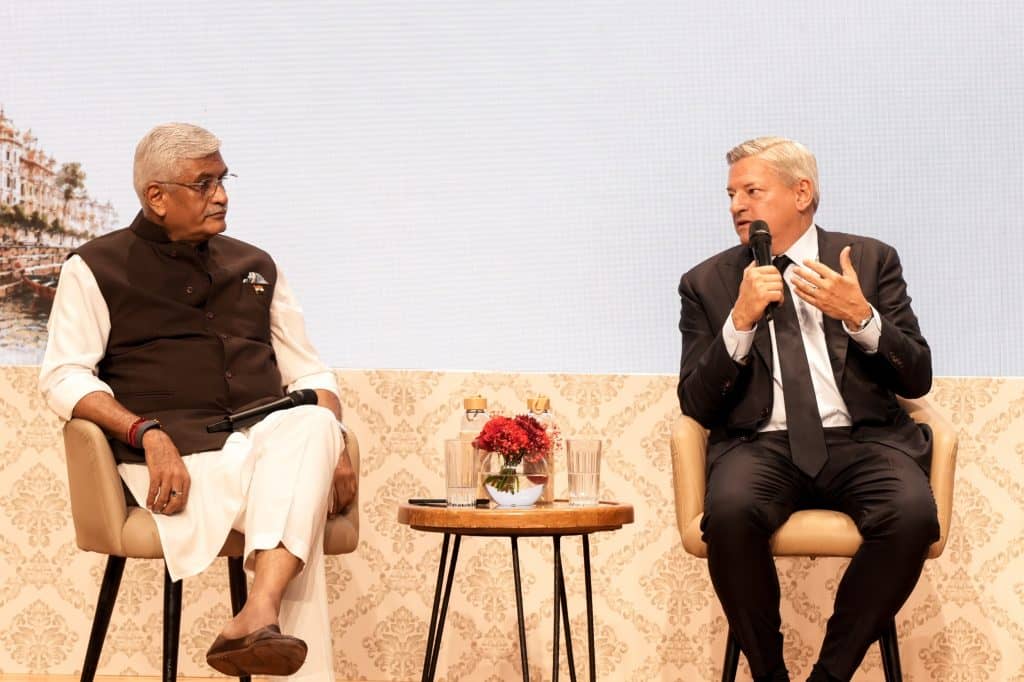 Ted Sarandos in conversation with Minister for Culture and Tourism Shri Gajendra Singh Shekhawat