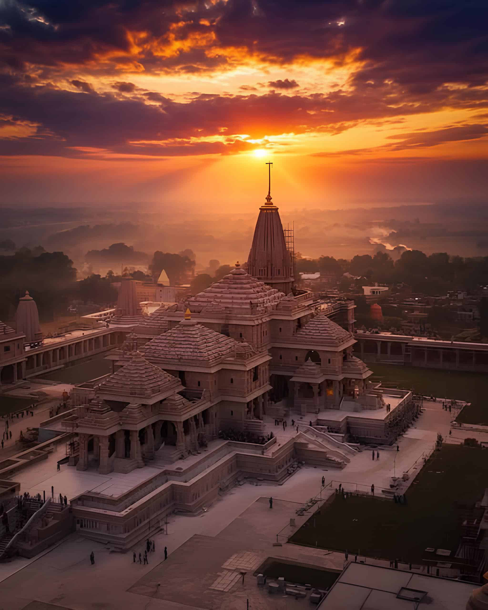 Ram Mandir Dusk Aerial View. Image Courtesy: Facebook, way of India