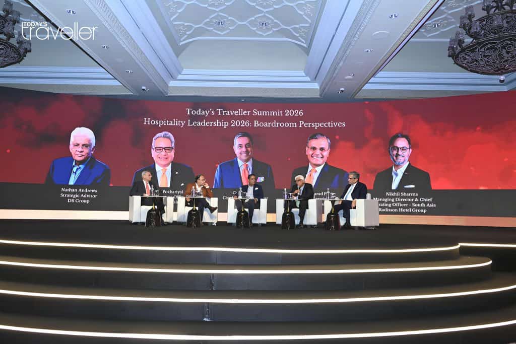 The panel discussion titled, Boardroom Perspectives: Building Hospitality Assets for the Next Decade, at the Today’s Traveller Summit & Awards 2026 featured an eminent panel of industry leaders — Nathan Andrews, Strategic Advisor, DS Group; Gaurav Pokhariyal, Chief Operating Officer – Full Service Business, IHCL; Gaurav Singh, Chief Operating Officer, Chalet Hotels; and Sharad Puri, Chief Operating Officer, Prestige Hospitality Ventures. The session was moderated by Nikhil Sharma, Managing Director & Chief Operating Officer, South Asia, Radisson Hotel Group.
